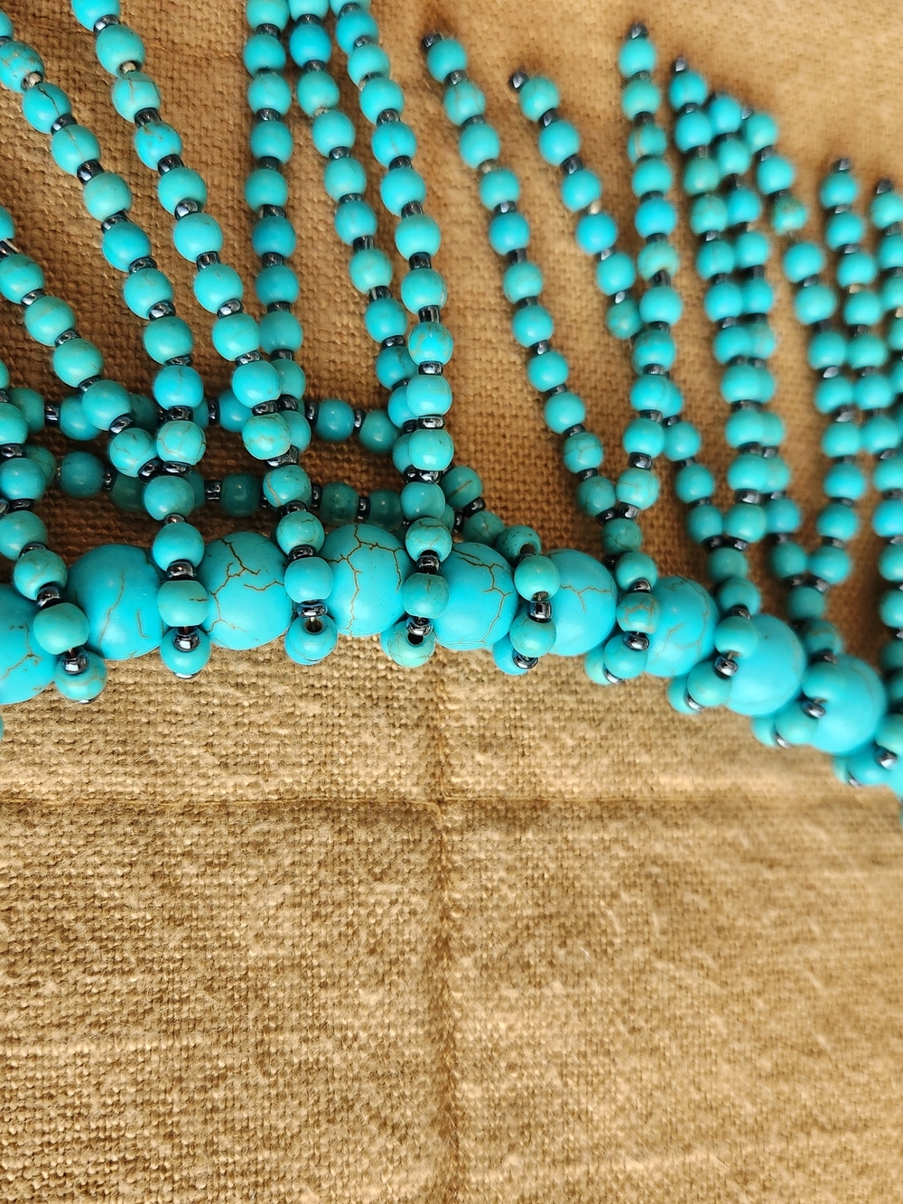 Anthopologie Turquoise Beaded Fringe Statement Necklace - Women Jewelry - Picture 4 of 4